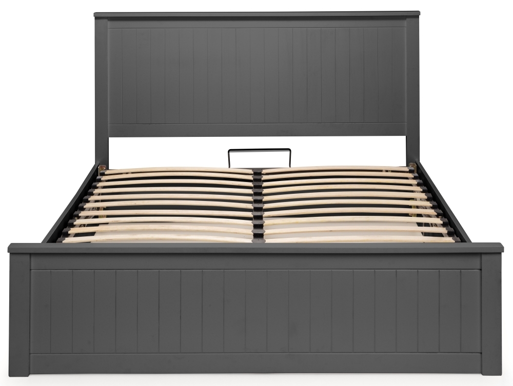 Product photograph of Maine Anthracite Lacquered Pine Ottoman Storage Bed - Comes In Double And King Size Options from Choice Furniture Superstore.
