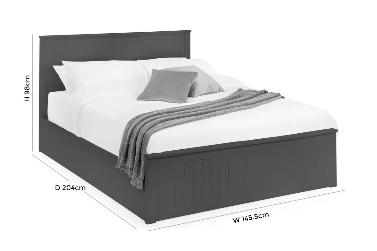 Maine Anthracite Lacquered Pine Ottoman Storage Bed - Comes in Double and King Size Options