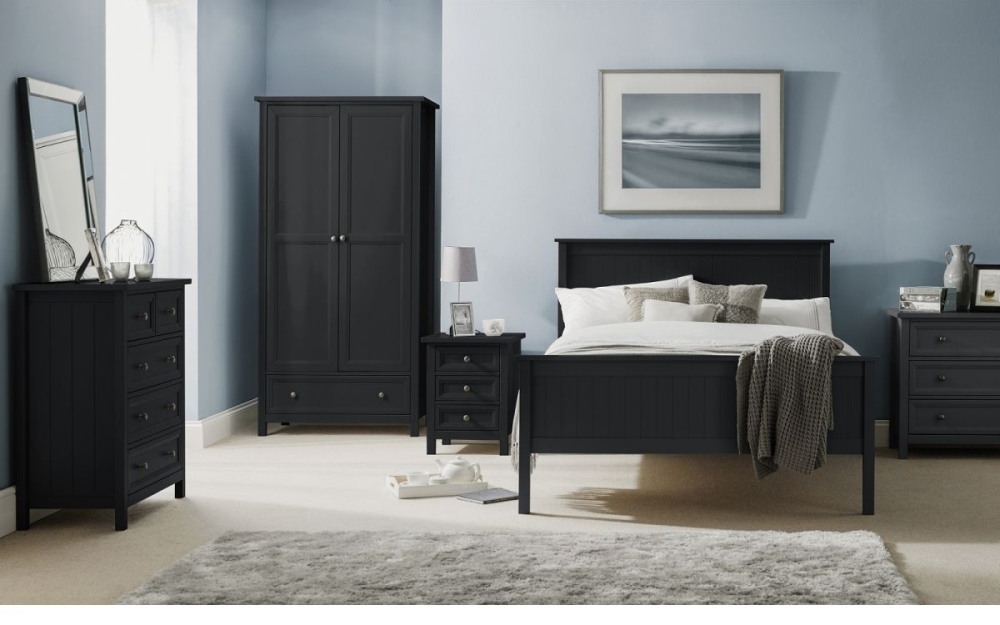 Product photograph of Maine Anthracite Lacquered Pine 3 Drawers Bedside Cabinet from Choice Furniture Superstore.