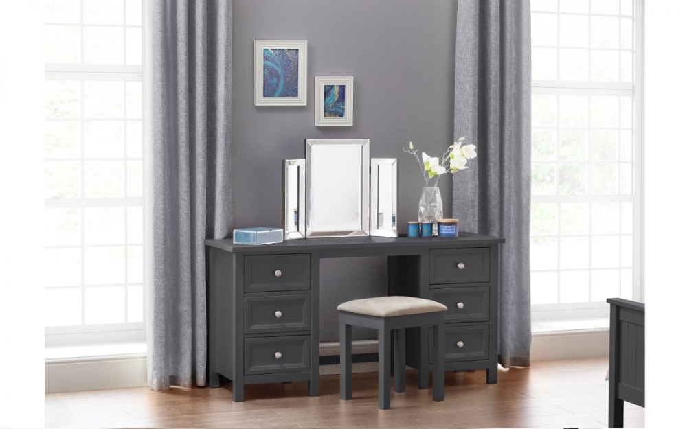 Product photograph of Maine Anthracite Pine Dressing Table from Choice Furniture Superstore.