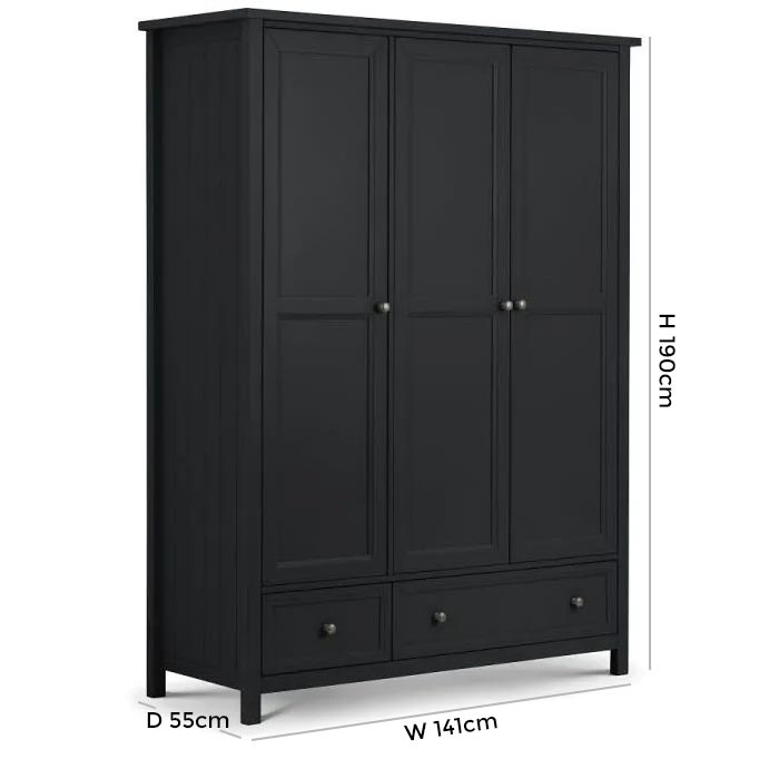 Product photograph of Maine Anthracite Pine 3 Door Wardrobe from Choice Furniture Superstore.