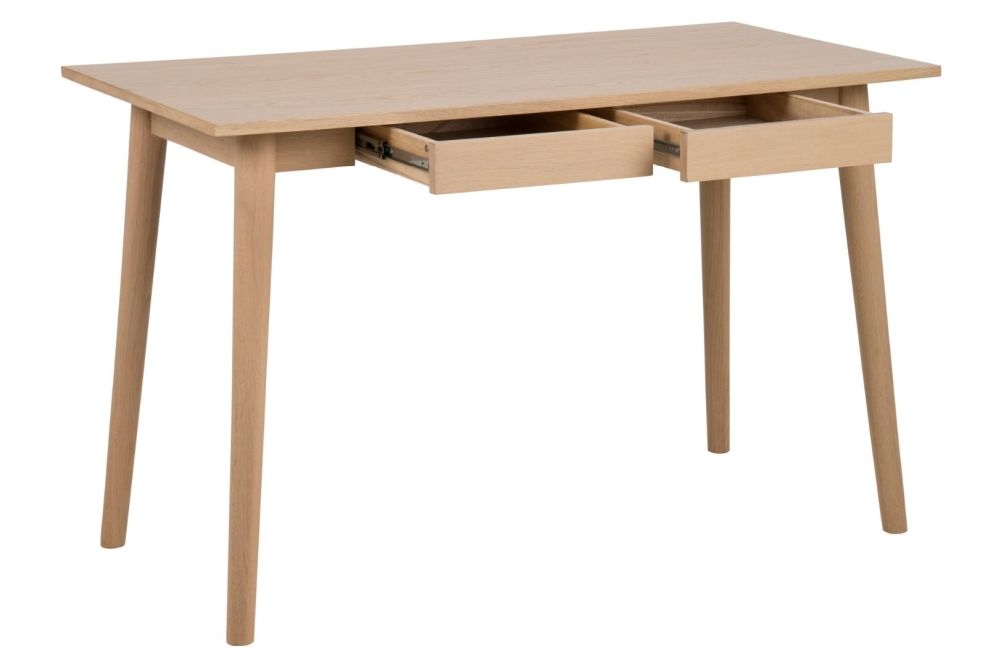 Product photograph of Maceo Oak 2 Drawer Desk from Choice Furniture Superstore.