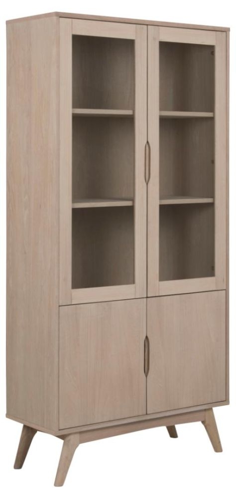 Product photograph of Maceo Oak 4 Door Display Cabinet from Choice Furniture Superstore.