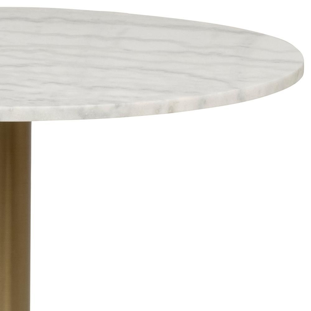 Product photograph of Corley Gold And White Marble Effect 2 Seater Round Dining Table from Choice Furniture Superstore.