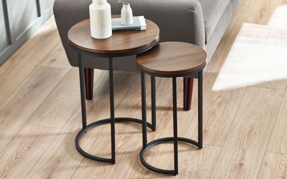 Product photograph of Tribeca Walnut Round Nest Of 2 Side Table from Choice Furniture Superstore.