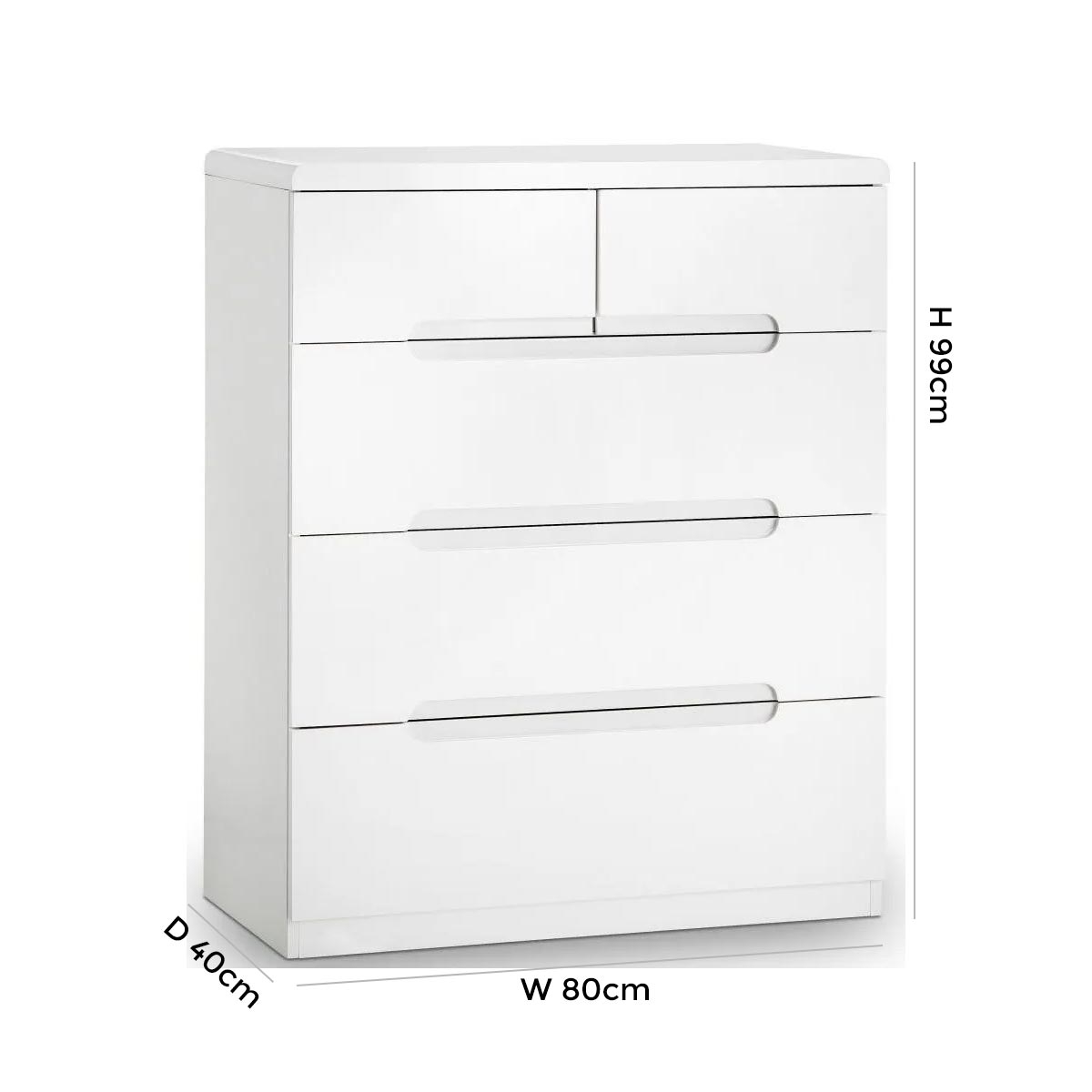 Product photograph of Manhattan White High Gloss 3 2 Drawer Chest from Choice Furniture Superstore.