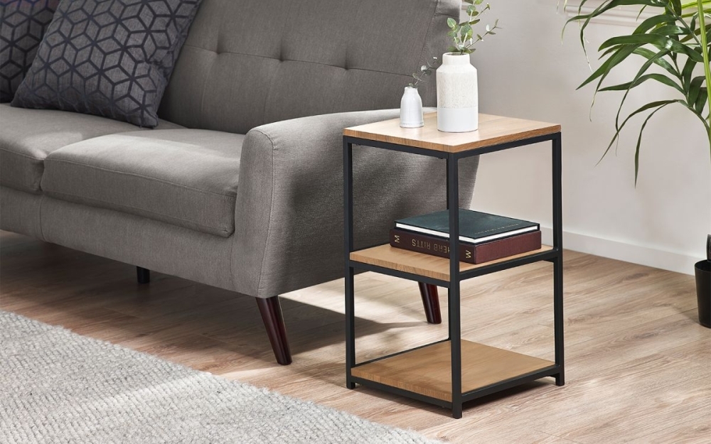 Product photograph of Tribeca Sonoma Oak Tall Narrow Side Table from Choice Furniture Superstore.