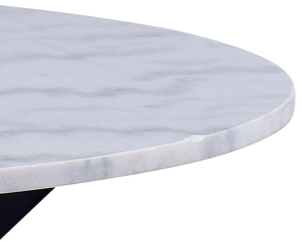 Product photograph of Hamden White Guangxi Marble Effect Round Dining Table - 2 Seater from Choice Furniture Superstore.