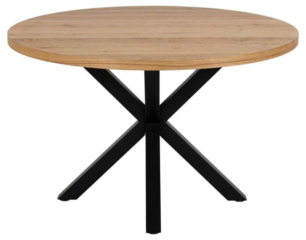 Product photograph of Heaven Oak And Black 4 Seater Round Dining Table - 120cm from Choice Furniture Superstore.