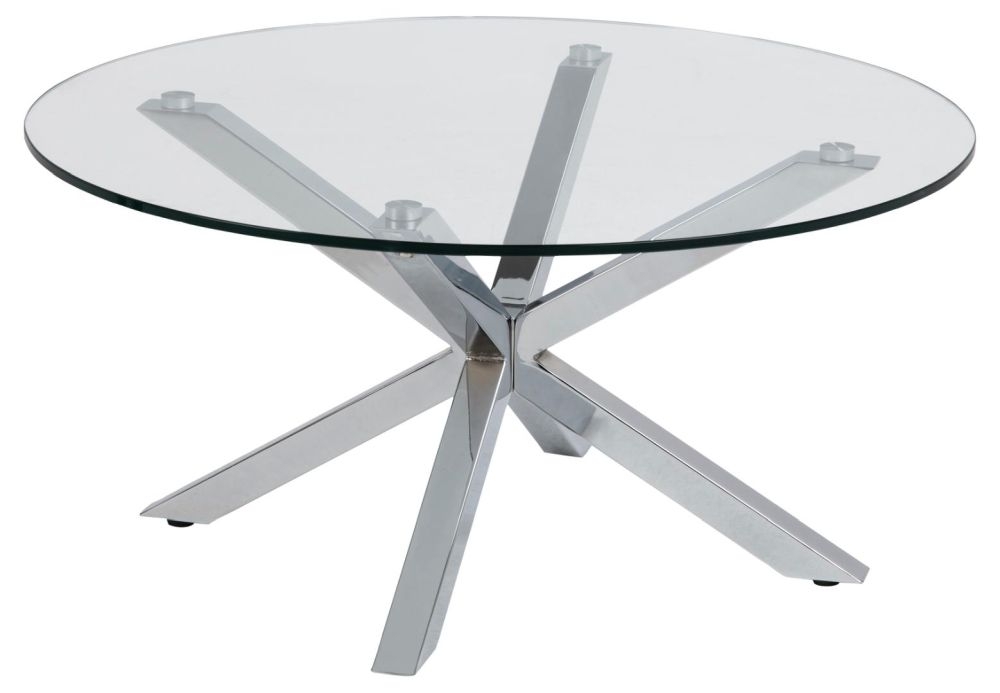 Product photograph of Heaven Glass And Chrome Round Coffee Table from Choice Furniture Superstore.