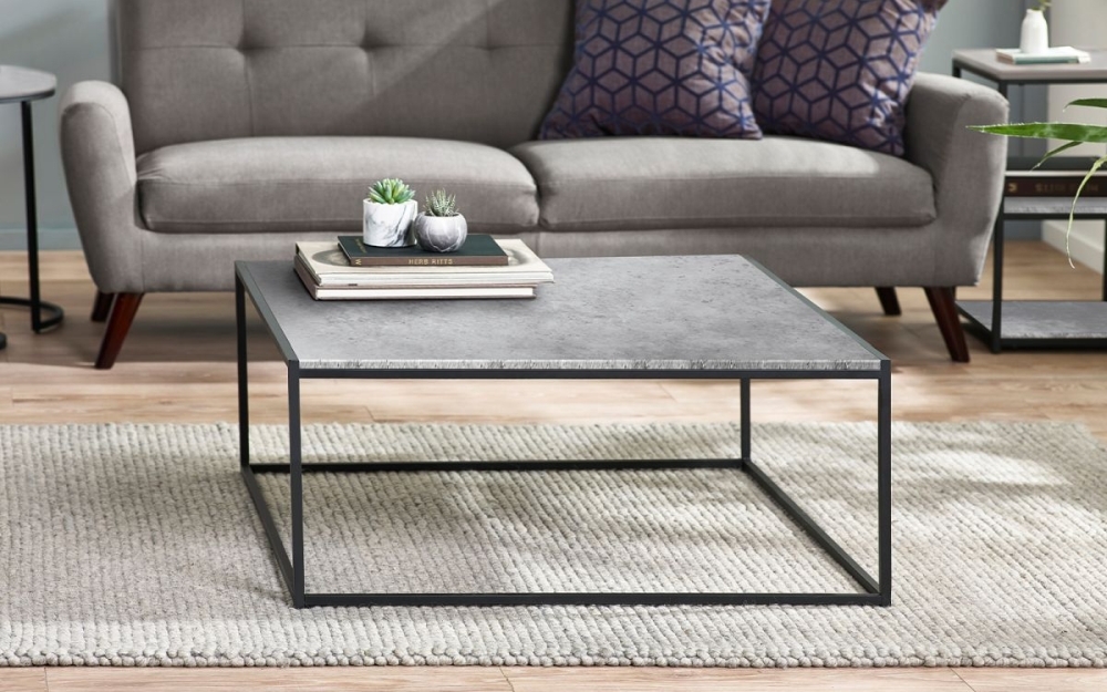 Product photograph of Staten Concrete Effect Square Coffee Table from Choice Furniture Superstore.
