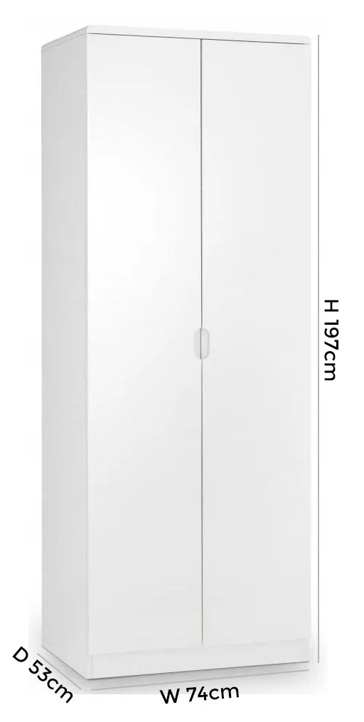 Product photograph of Manhattan White High Gloss 2 Door Wardrobe from Choice Furniture Superstore.