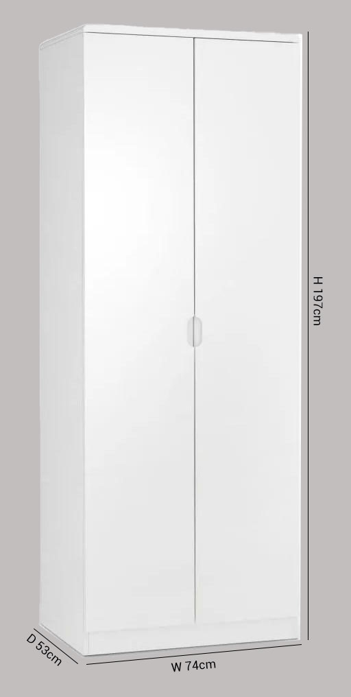 Product photograph of Manhattan White Gloss 2 Door Wardrobe from Choice Furniture Superstore.