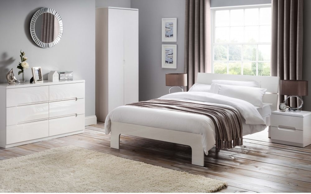 Product photograph of Manhattan White High Gloss Bed - Double And King Size from Choice Furniture Superstore.
