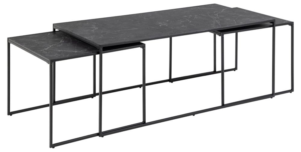 Product photograph of Iselin Black Melamine Top Coffee Table Set Of 3 from Choice Furniture Superstore.
