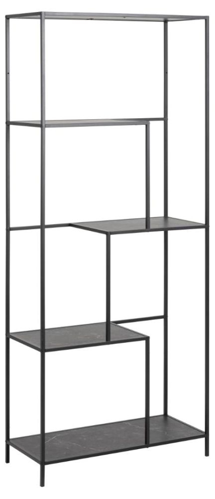 Product photograph of Iselin Black Multishelf Open Tall Shelving Unit from Choice Furniture Superstore.