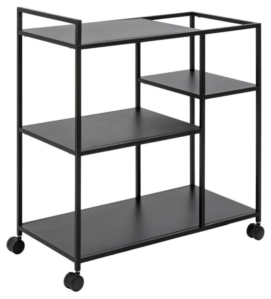 Product photograph of Newcastle Matt Black Serving Trolley from Choice Furniture Superstore.