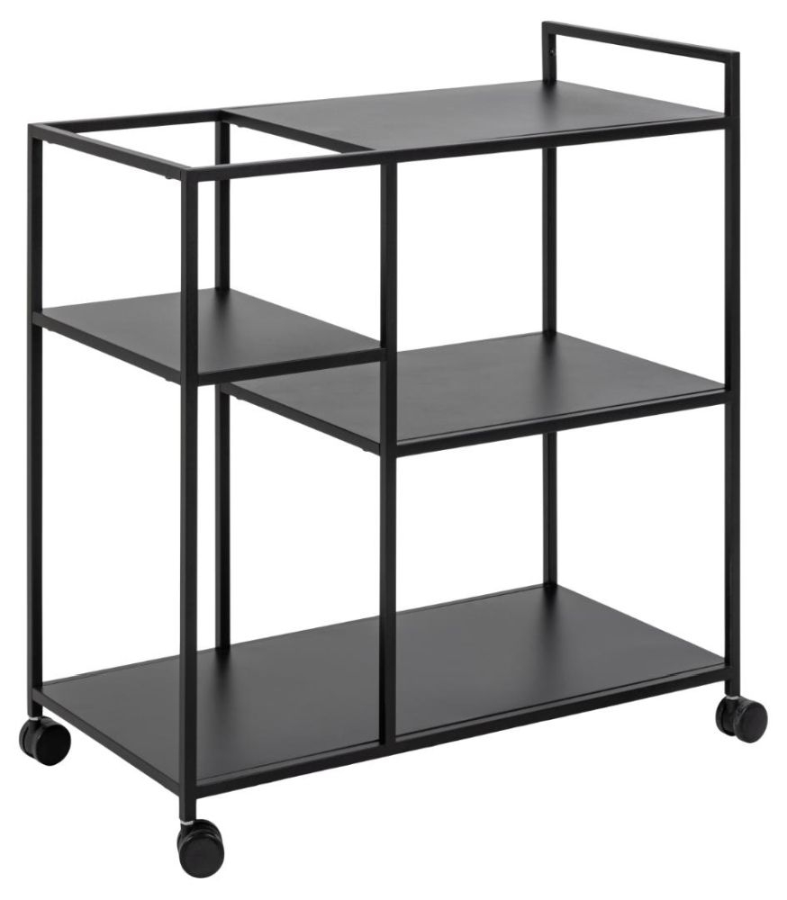 Product photograph of Newcastle Matt Black Serving Trolley from Choice Furniture Superstore.
