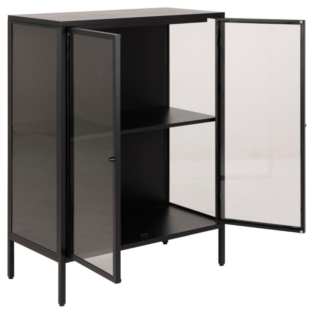 Product photograph of Newcastle Black 2 Door Display Cabinet from Choice Furniture Superstore.