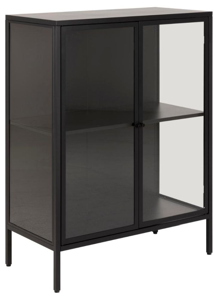 Product photograph of Newcastle Black 2 Door Display Cabinet from Choice Furniture Superstore.