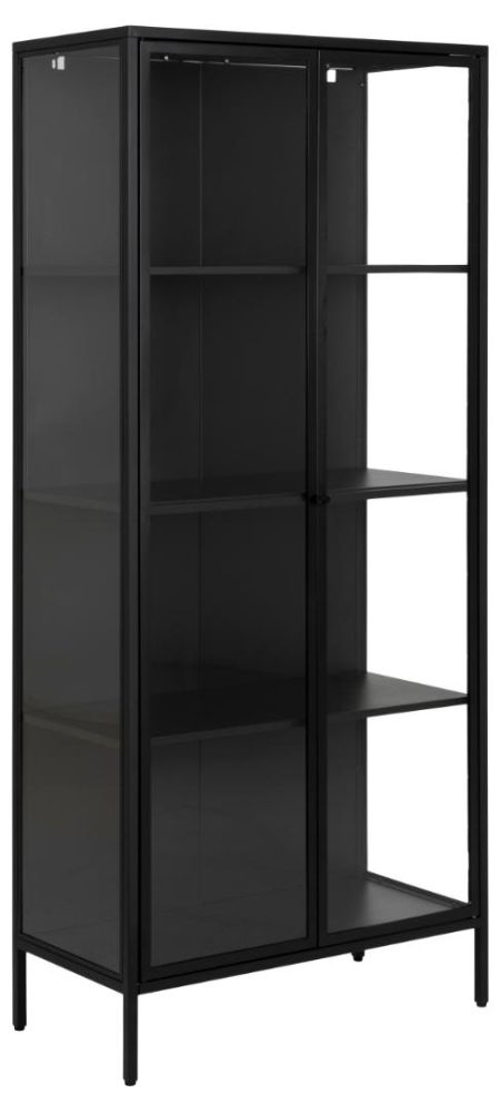 Product photograph of Newcastle Matt Black 2 Door Tall Display Cabinet from Choice Furniture Superstore.
