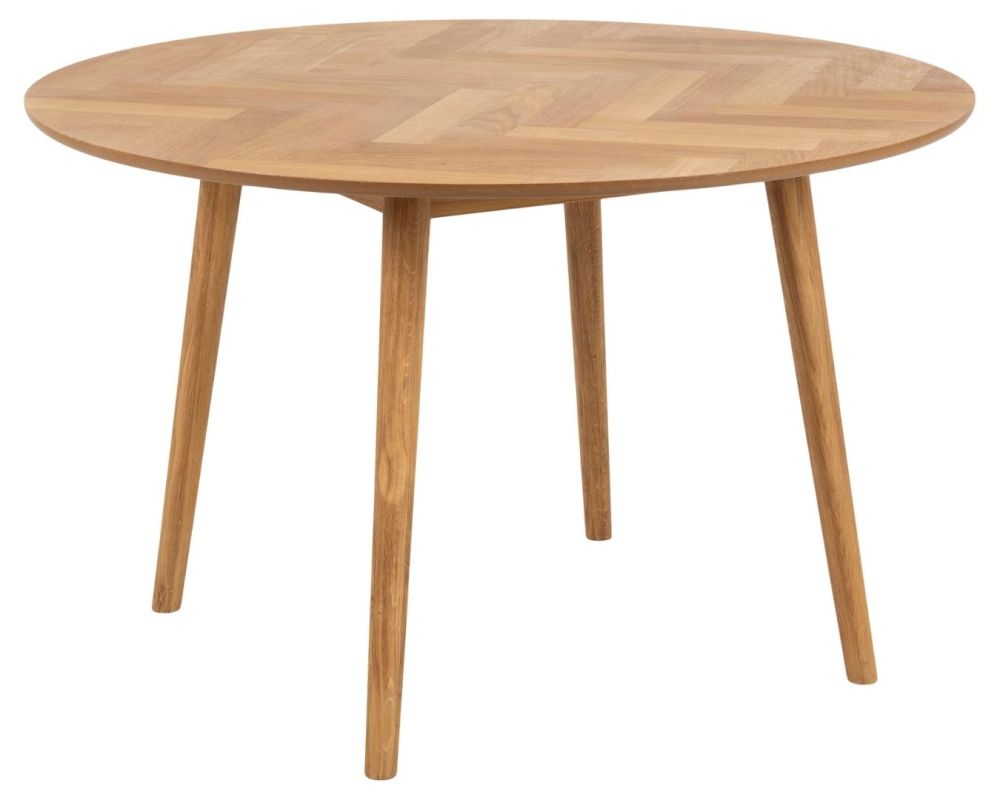 Product photograph of Nibley Oak With Herringbone Pattern 4 Seater Round Dining Table from Choice Furniture Superstore.