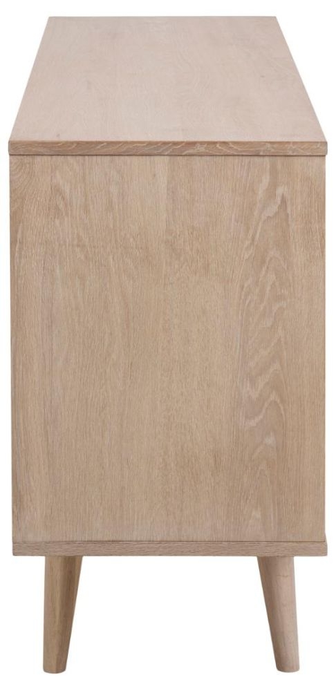 Product photograph of Nibley White Pigmented Oak Veneer 2 Door 3 Drawer Large Sideboard from Choice Furniture Superstore.
