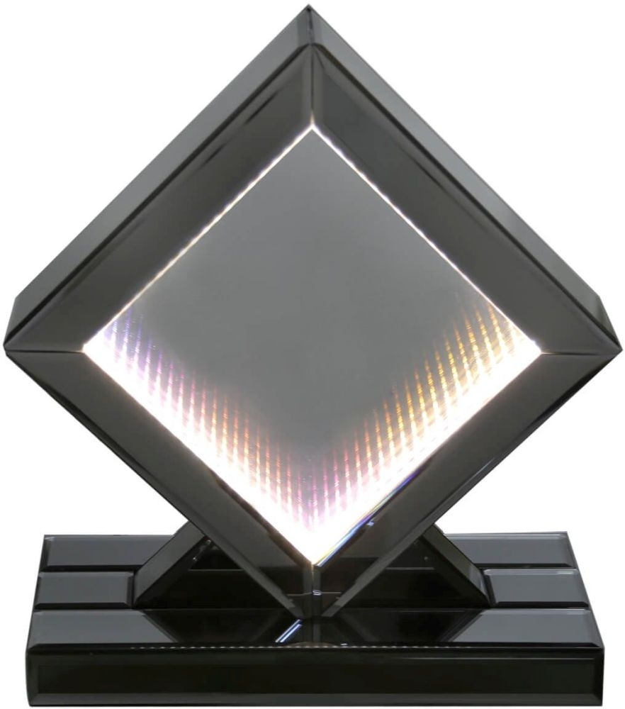 Product photograph of Clearance - Orbit Smoked Mirrored Rainbow Led Diamond Table Lamp - Fs108 from Choice Furniture Superstore.