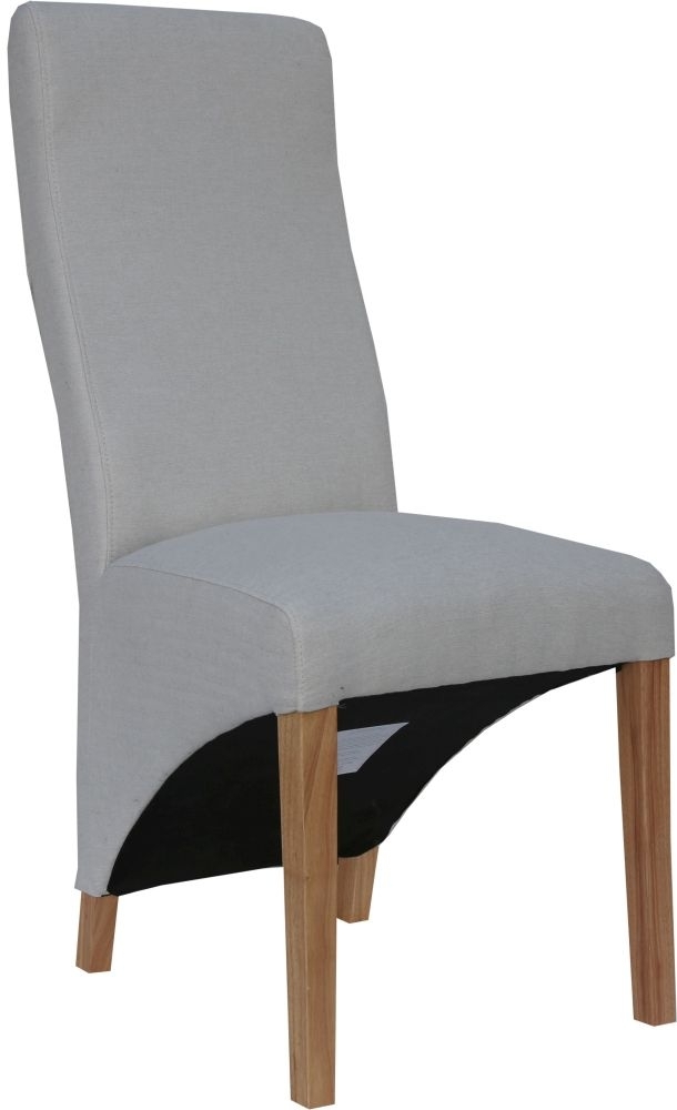 Product photograph of Clearance - Natural Fabric Wave Back Fabric Dining Chair Sold In Pairs - Fs376 from Choice Furniture Superstore.