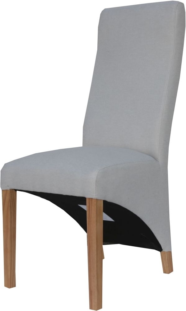 Product photograph of Clearance - Natural Fabric Wave Back Fabric Dining Chair Sold In Pairs - Fs376 from Choice Furniture Superstore.