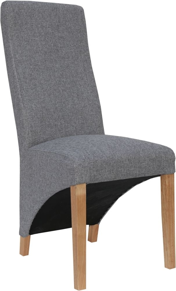 Product photograph of Clearance - Light Grey Fabric Wave Back Fabric Dining Chair Sold In Pairs - Fs378 from Choice Furniture Superstore.