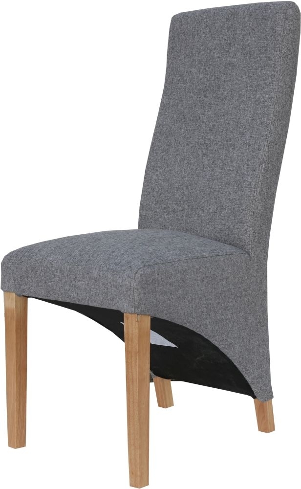 Product photograph of Clearance - Light Grey Fabric Wave Back Fabric Dining Chair Sold In Pairs - Fs378 from Choice Furniture Superstore.