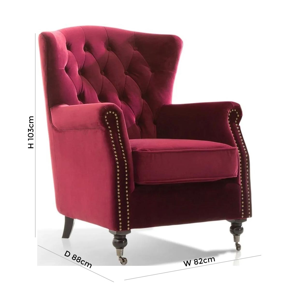Product photograph of Clearance - Vida Living Darby Berry Velvet Wingback Chair - Fs402 from Choice Furniture Superstore.