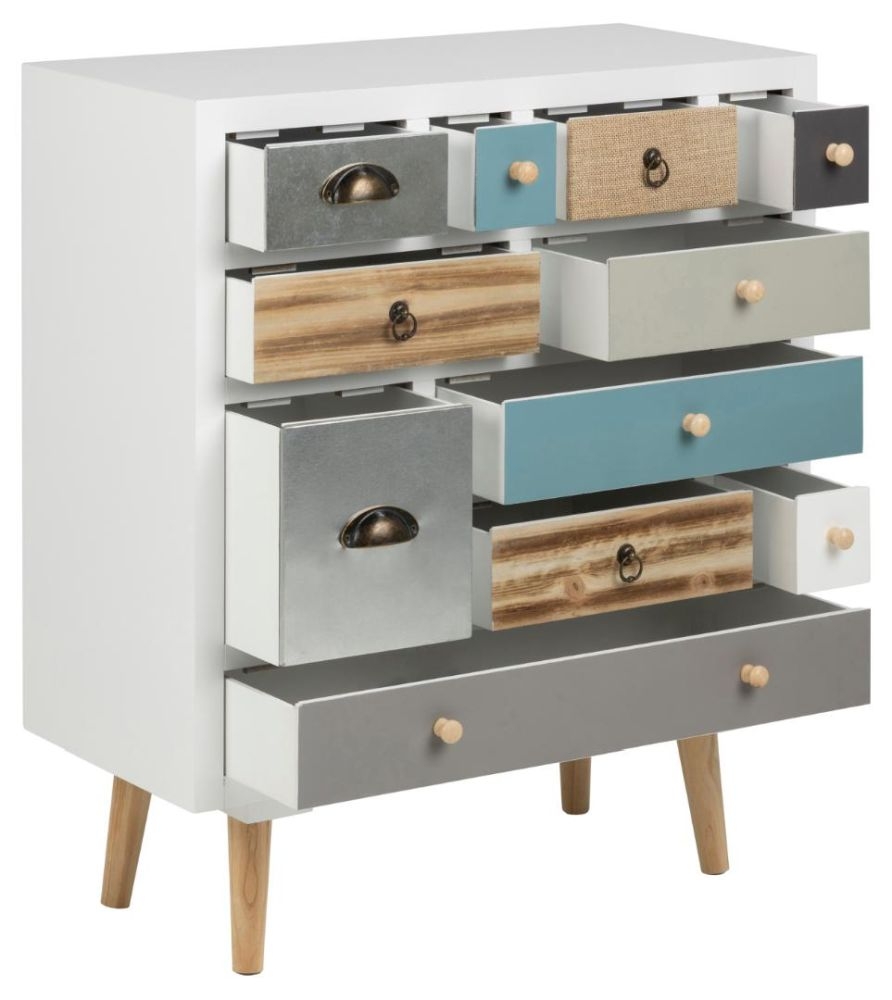 Product photograph of Tiro White With Multi Coloured 11 Drawer Chest from Choice Furniture Superstore.