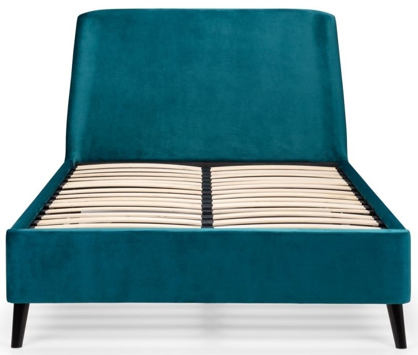Product photograph of Frida Teal Velvet Fabric Bed - Comes In Double And King Size Options from Choice Furniture Superstore.