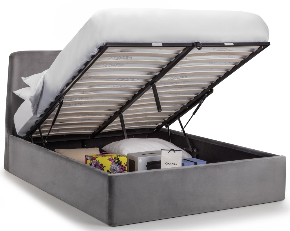 Product photograph of Frida Grey Fabric Storage Ottoman Bed - Sizes Available from Choice Furniture Superstore.