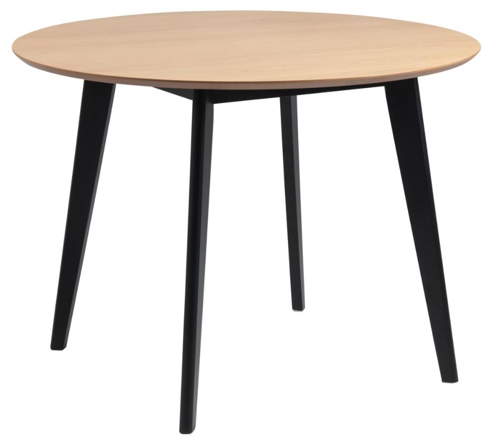 Product photograph of Reid Oak And Black 2 Seater Round Dining Table from Choice Furniture Superstore.