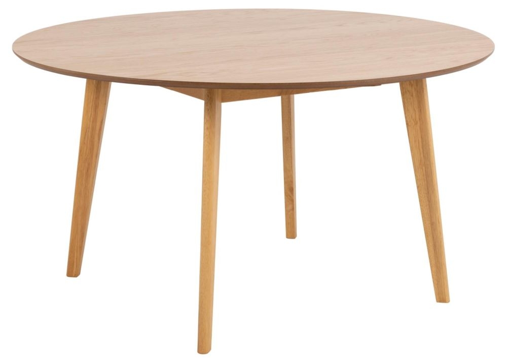 Product photograph of Reid Wooden 4 Seater Round Dining Table - Comes In Oak Veneer White And Matt Black Options from Choice Furniture Superstore.