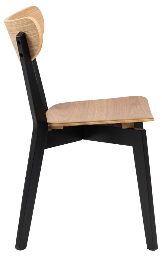 Reid Oak Veneer and Black Dining Chair (Sold in Pairs)