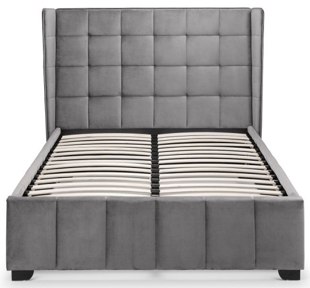 Product photograph of Gatsby Light Grey Velvet Fabric Bed - Comes In Double And King Size from Choice Furniture Superstore.
