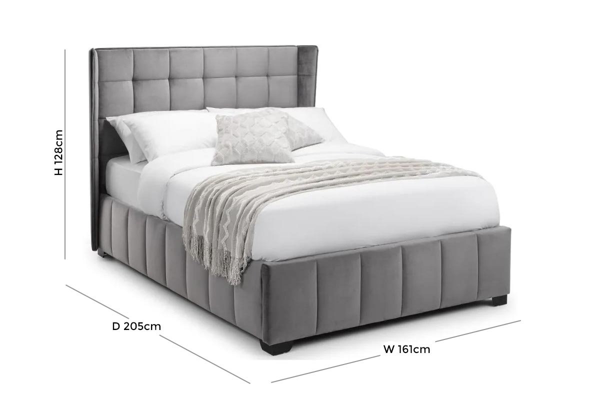 Gatsby Light Grey Velvet Fabric Bed - Comes in Double and King Size Options