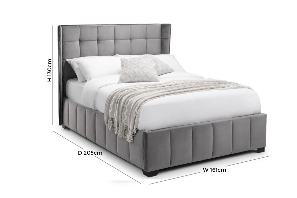 Product photograph of Gatsby Light Grey Velvet Fabric Lift-up Storage Bed - Comes In Double And King Size from Choice Furniture Superstore.