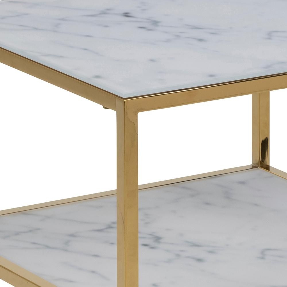 Product photograph of Apison Gold And White Marble Effect Bedside Table from Choice Furniture Superstore.
