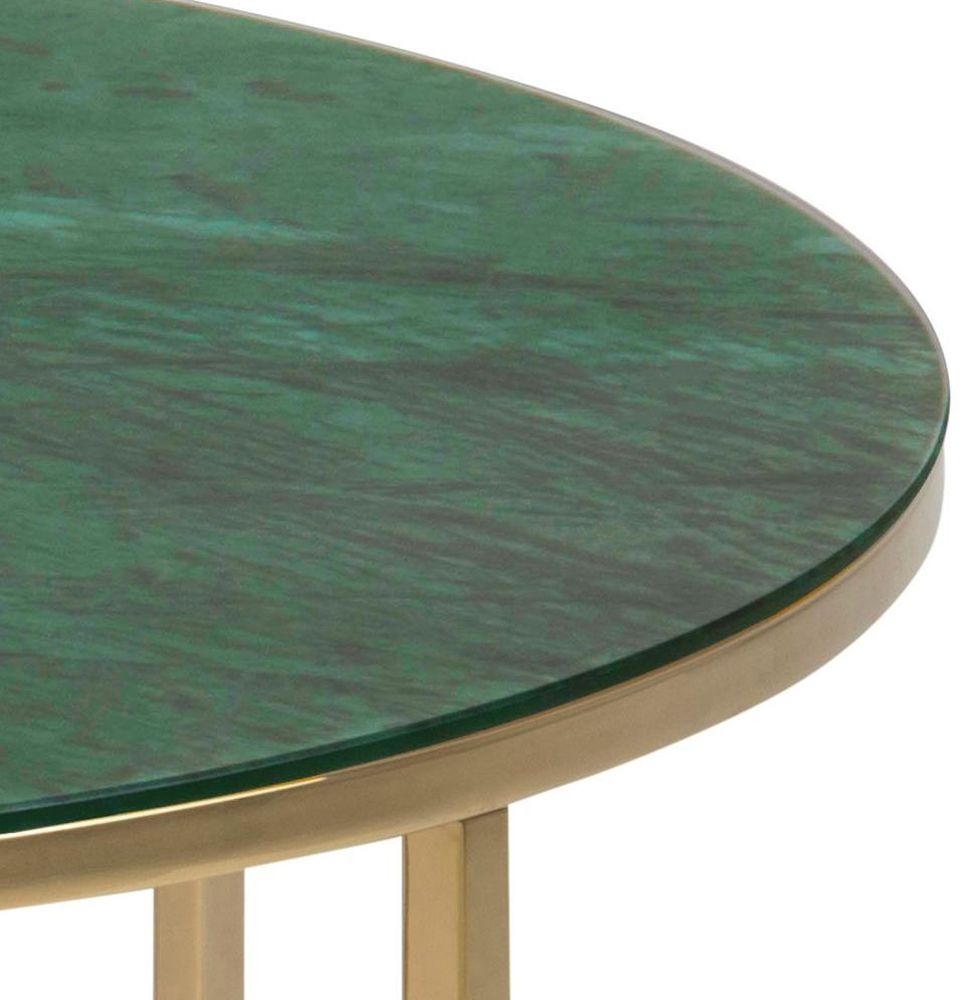 Product photograph of Apison Gold And Green Marble Effect 80cm Round Coffee Table from Choice Furniture Superstore.