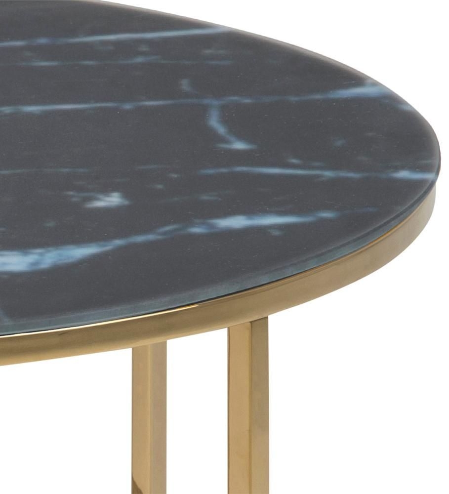 Product photograph of Apison Gold And Black Marble Effect 80cm Round Coffee Table from Choice Furniture Superstore.