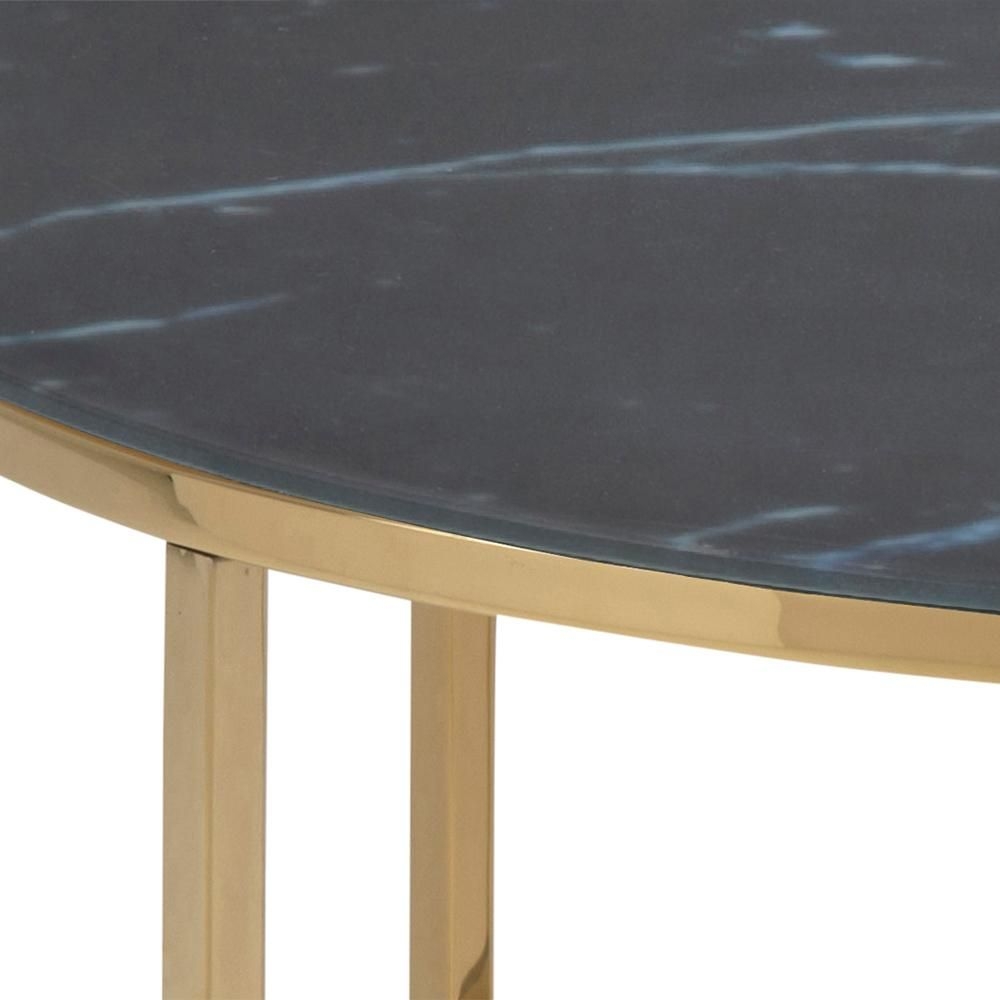 Product photograph of Apison Gold And Black Marble Effect 80cm Round Coffee Table from Choice Furniture Superstore.