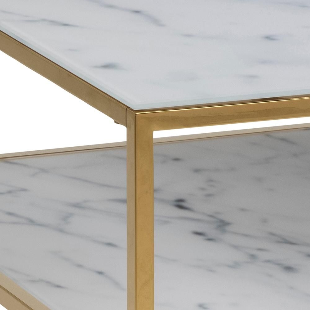 Product photograph of Apison White Marble Effect Top And Gold Coffee Table from Choice Furniture Superstore.