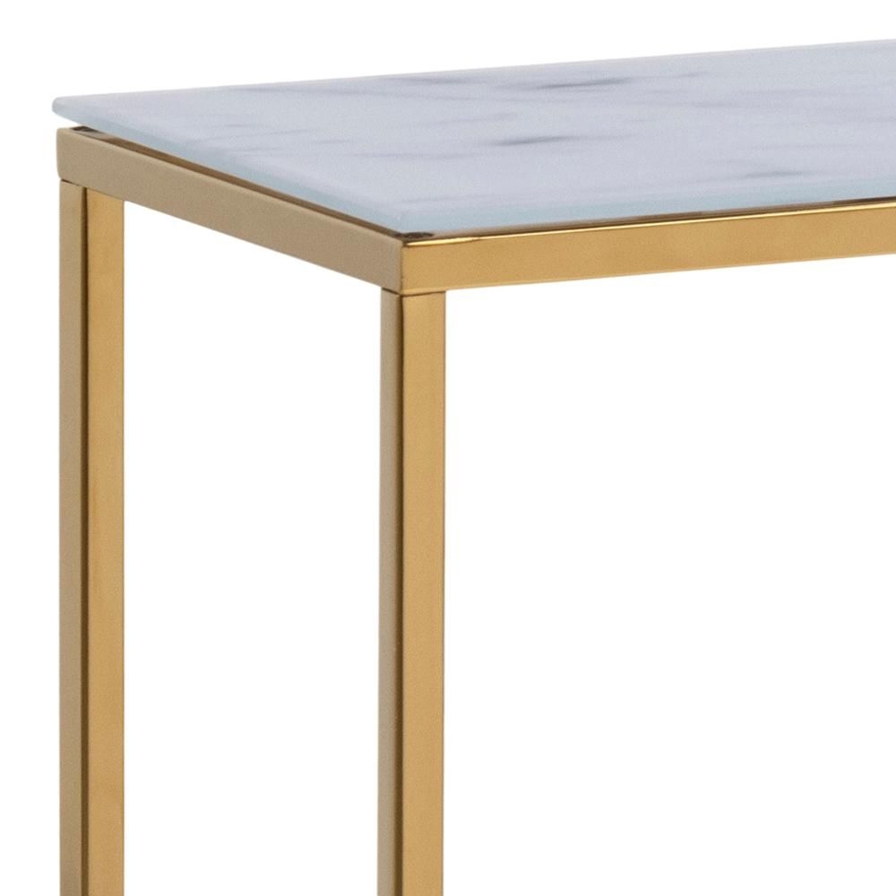 Product photograph of Apison White Marble Effect Top And Gold Console Table from Choice Furniture Superstore.