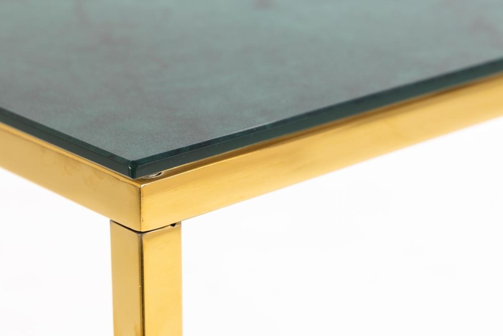 Product photograph of Apison Green Juniper Marble Effect Top And Gold Console Table from Choice Furniture Superstore.