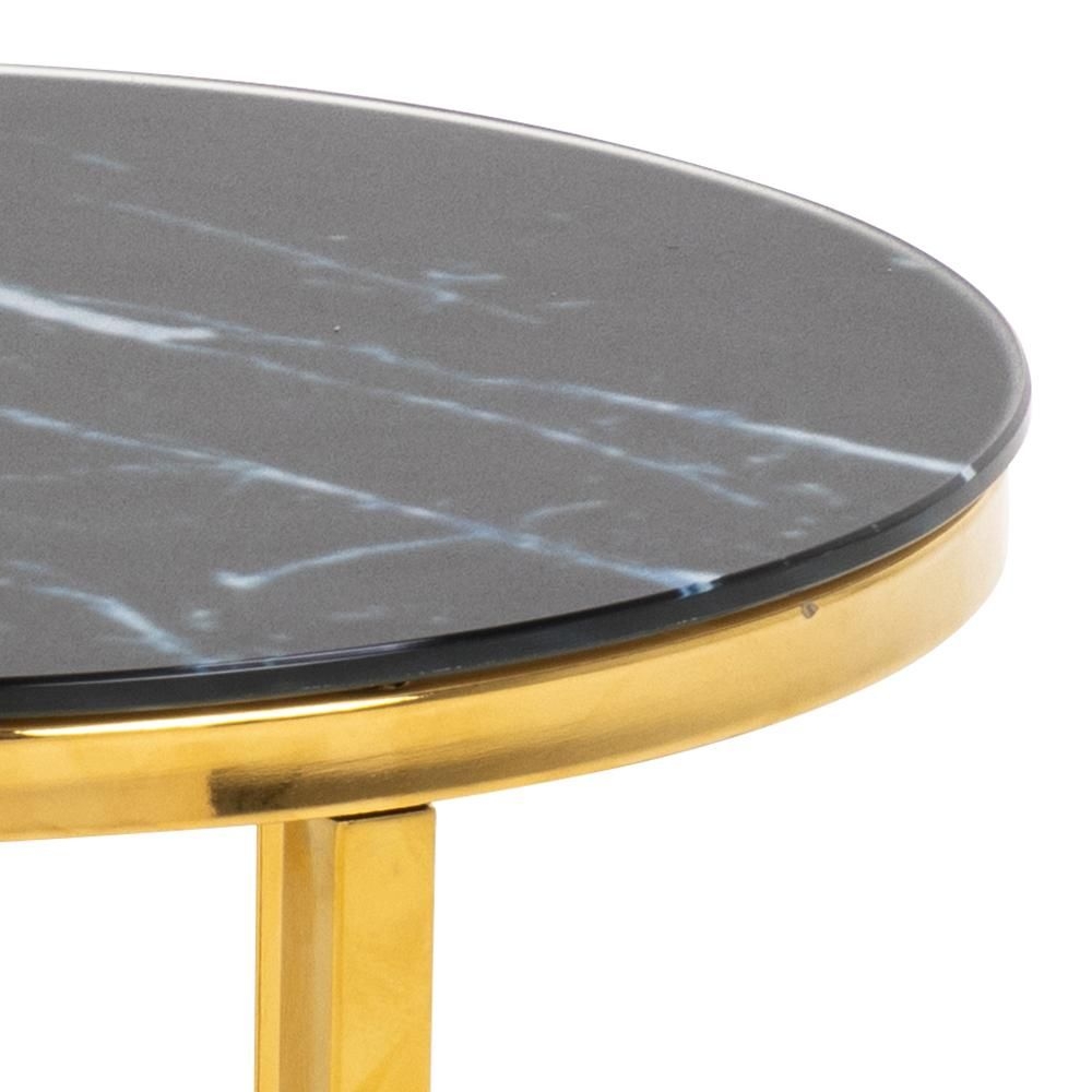 Product photograph of Apison Black Marble Effect Round Nest Of 2 Tables from Choice Furniture Superstore.